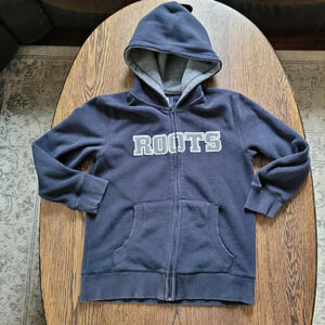 Roots Blue Fleece Zip-Up Hoodie Jacket Size Boys Medium 7-8 Years
